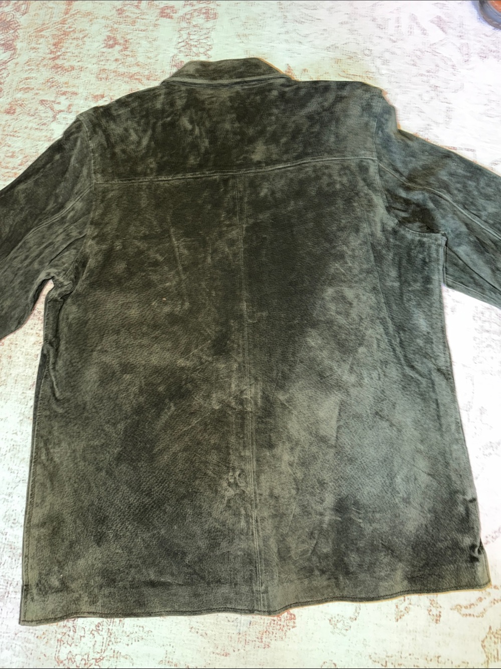 Margaret Godfrey Green Suede Lightweight Shirt Jacket 100% leather outer - Picture 7 of 7